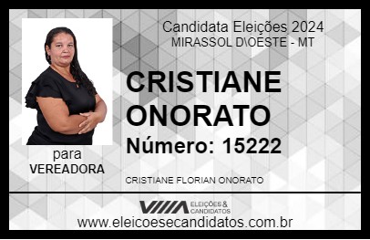 Candidato CRISTIANE ONORATO 2024 - MIRASSOL D\OESTE - Eleições