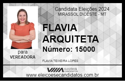 Candidato FLAVIA ARQUITETA 2024 - MIRASSOL D\OESTE - Eleições