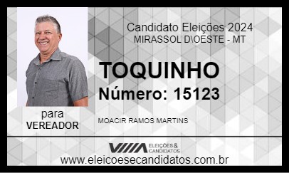 Candidato TOQUINHO 2024 - MIRASSOL D\OESTE - Eleições