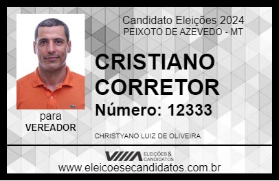 Candidato CRISTIANO CORRETOR 2024 - PEIXOTO DE AZEVEDO - Eleições