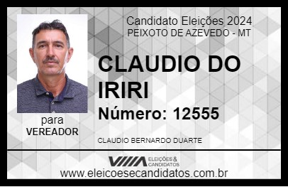 Candidato CLAUDIO DO IRIRI 2024 - PEIXOTO DE AZEVEDO - Eleições