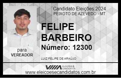 Candidato FELIPE BARBEIRO 2024 - PEIXOTO DE AZEVEDO - Eleições