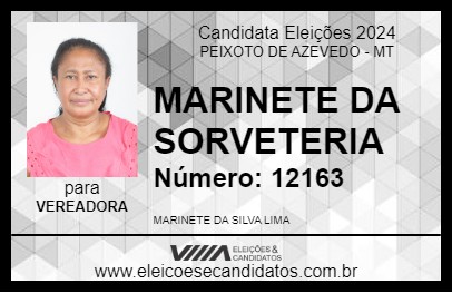 Candidato MARINETE DA SORVETERIA 2024 - PEIXOTO DE AZEVEDO - Eleições