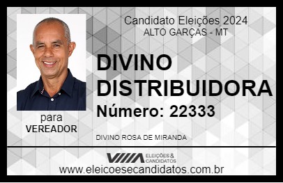 Candidato DIVINO DISTRIBUIDORA 2024 - ALTO GARÇAS - Eleições