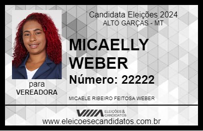 Candidato MICAELLY WEBER 2024 - ALTO GARÇAS - Eleições