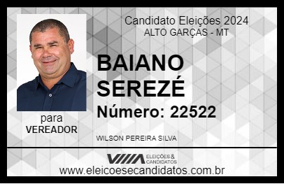 Candidato BAIANO SEREZÉ 2024 - ALTO GARÇAS - Eleições