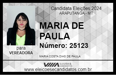 Candidato MARIA DE PAULA 2024 - ARAPUTANGA - Eleições