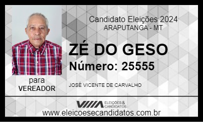 Candidato ZÉ DO GESO 2024 - ARAPUTANGA - Eleições