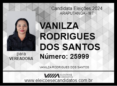 Candidato VANILZA  RODRIGUES DOS SANTOS 2024 - ARAPUTANGA - Eleições