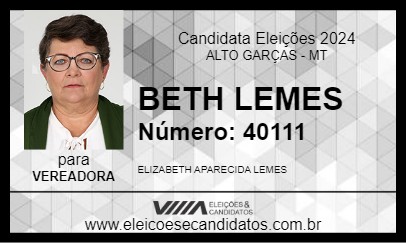 Candidato BETH LEMES 2024 - ALTO GARÇAS - Eleições