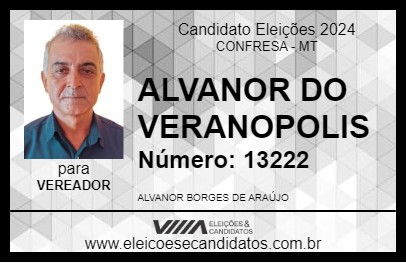 Candidato ALVANOR DO VERANOPOLIS 2024 - CONFRESA - Eleições