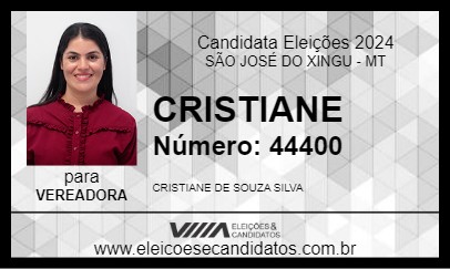 Candidato CRISTIANE 2024 - SÃO JOSÉ DO XINGU - Eleições