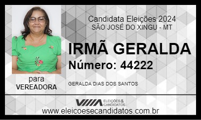 Candidato IRMÃ GERALDA 2024 - SÃO JOSÉ DO XINGU - Eleições