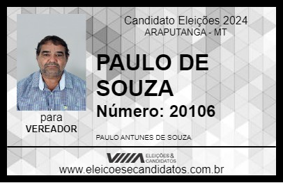 Candidato PAULO DE SOUZA 2024 - ARAPUTANGA - Eleições