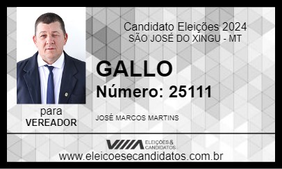 Candidato GALLO 2024 - SÃO JOSÉ DO XINGU - Eleições