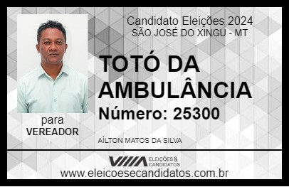 Candidato TOTÓ DA AMBULÂNCIA 2024 - SÃO JOSÉ DO XINGU - Eleições