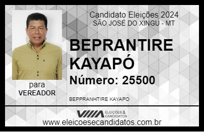 Candidato BEPRANTIRE KAYAPÓ 2024 - SÃO JOSÉ DO XINGU - Eleições