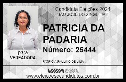 Candidato PATRICIA DA PADARIA 2024 - SÃO JOSÉ DO XINGU - Eleições