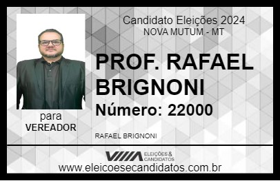 Candidato PROF. RAFAEL BRIGNONI 2024 - NOVA MUTUM - Eleições