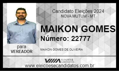 Candidato MAIKON GOMES 2024 - NOVA MUTUM - Eleições