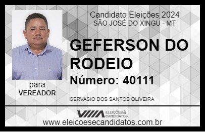 Candidato GEFERSON DO RODEIO 2024 - SÃO JOSÉ DO XINGU - Eleições