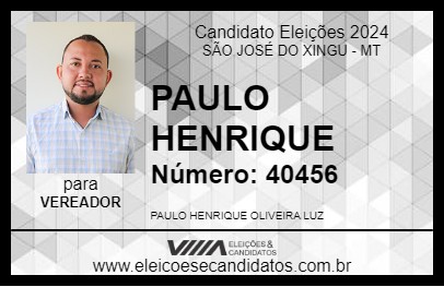 Candidato PAULO HENRIQUE 2024 - SÃO JOSÉ DO XINGU - Eleições