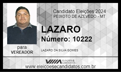 Candidato LAZARO 2024 - PEIXOTO DE AZEVEDO - Eleições