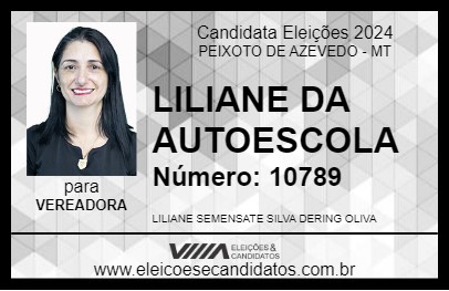 Candidato LILIANE DA AUTOESCOLA 2024 - PEIXOTO DE AZEVEDO - Eleições