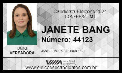 Candidato JANETE BANG 2024 - CONFRESA - Eleições