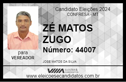 Candidato ZÉ MATOS ZUGO 2024 - CONFRESA - Eleições