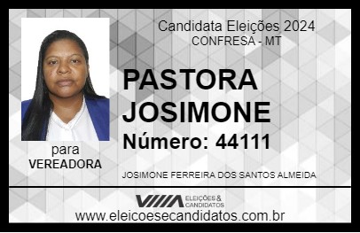 Candidato PASTORA JOSIMONE 2024 - CONFRESA - Eleições