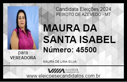 Candidato MAURA DA SANTA ISABEL 2024 - PEIXOTO DE AZEVEDO - Eleições