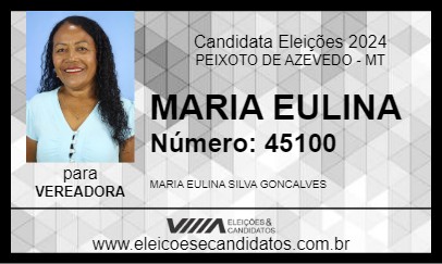 Candidato MARIA EULINA 2024 - PEIXOTO DE AZEVEDO - Eleições