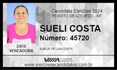 Candidato SUELI COSTA 2024 - PEIXOTO DE AZEVEDO - Eleições