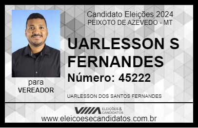 Candidato UARLESSON S FERNANDES 2024 - PEIXOTO DE AZEVEDO - Eleições