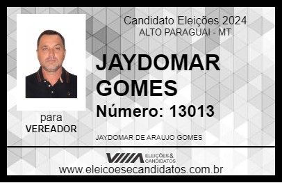 Candidato JAYDOMAR GOMES 2024 - ALTO PARAGUAI - Eleições