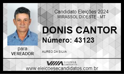 Candidato DONIS CANTOR 2024 - MIRASSOL D\OESTE - Eleições