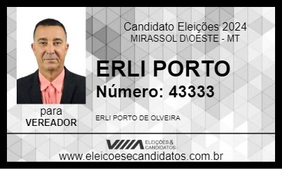 Candidato ERLI PORTO 2024 - MIRASSOL D\OESTE - Eleições