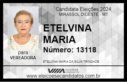 Candidato ETELVINA MARIA 2024 - MIRASSOL D\OESTE - Eleições