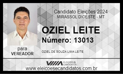 Candidato OZIEL LEITE 2024 - MIRASSOL D\OESTE - Eleições