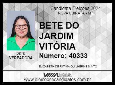 Candidato BETE DO JARDIM VITÓRIA 2024 - NOVA UBIRATÃ - Eleições