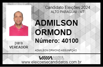 Candidato ADMILSON ORMOND 2024 - ALTO PARAGUAI - Eleições