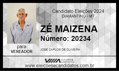 Candidato ZÉ MAIZENA 2024 - DIAMANTINO - Eleições