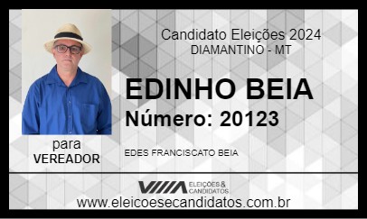 Candidato EDINHO BEIA 2024 - DIAMANTINO - Eleições