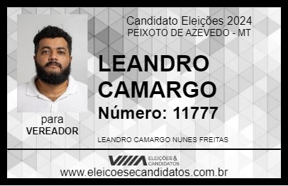 Candidato LEANDRO CAMARGO 2024 - PEIXOTO DE AZEVEDO - Eleições