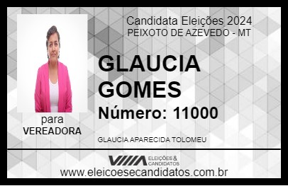 Candidato GLAUCIA GOMES 2024 - PEIXOTO DE AZEVEDO - Eleições