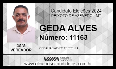 Candidato GEDA ALVES 2024 - PEIXOTO DE AZEVEDO - Eleições