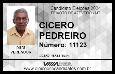 Candidato CICERO PEDREIRO 2024 - PEIXOTO DE AZEVEDO - Eleições