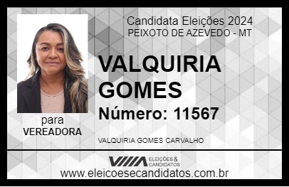 Candidato VALQUIRIA GOMES 2024 - PEIXOTO DE AZEVEDO - Eleições