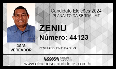 Candidato ZENIU 2024 - PLANALTO DA SERRA - Eleições